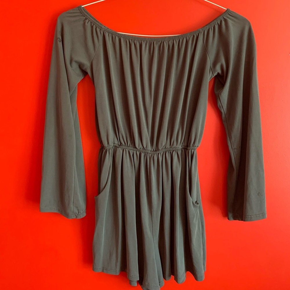 Off the shoulder, Grey Romper.